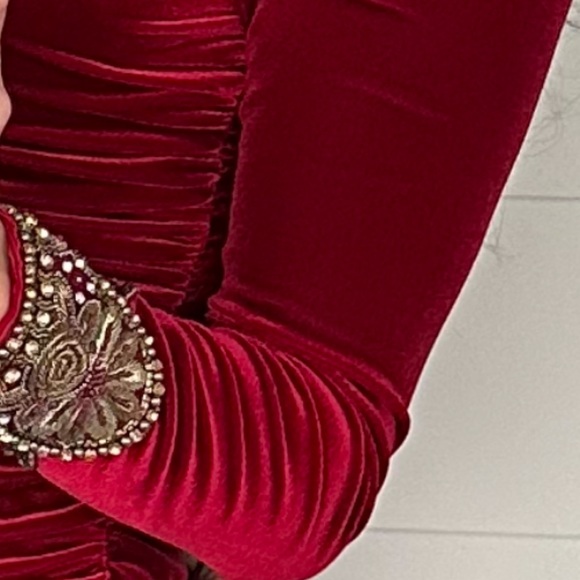 Red Velvet Dress Badgley Mischka - Picture 3 of 7